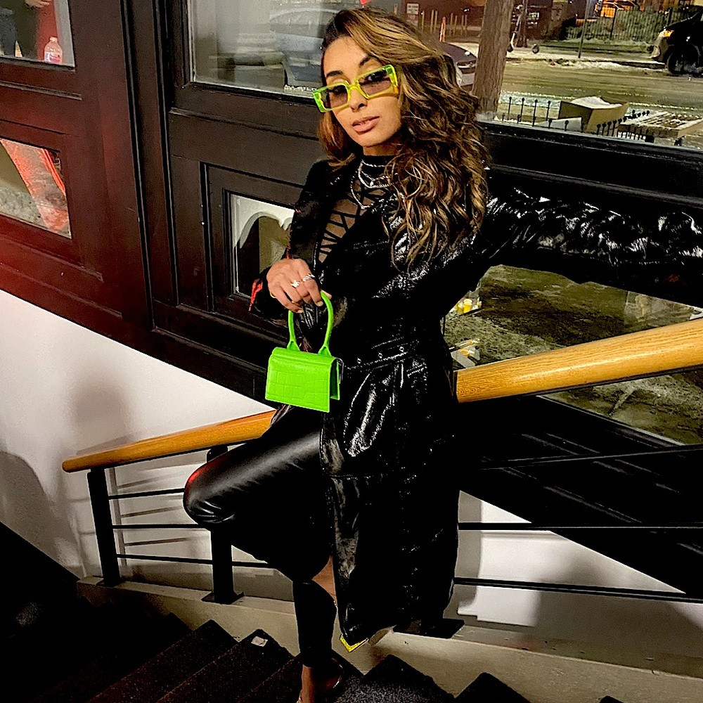 Neon Green Y2K Square Sunglasses